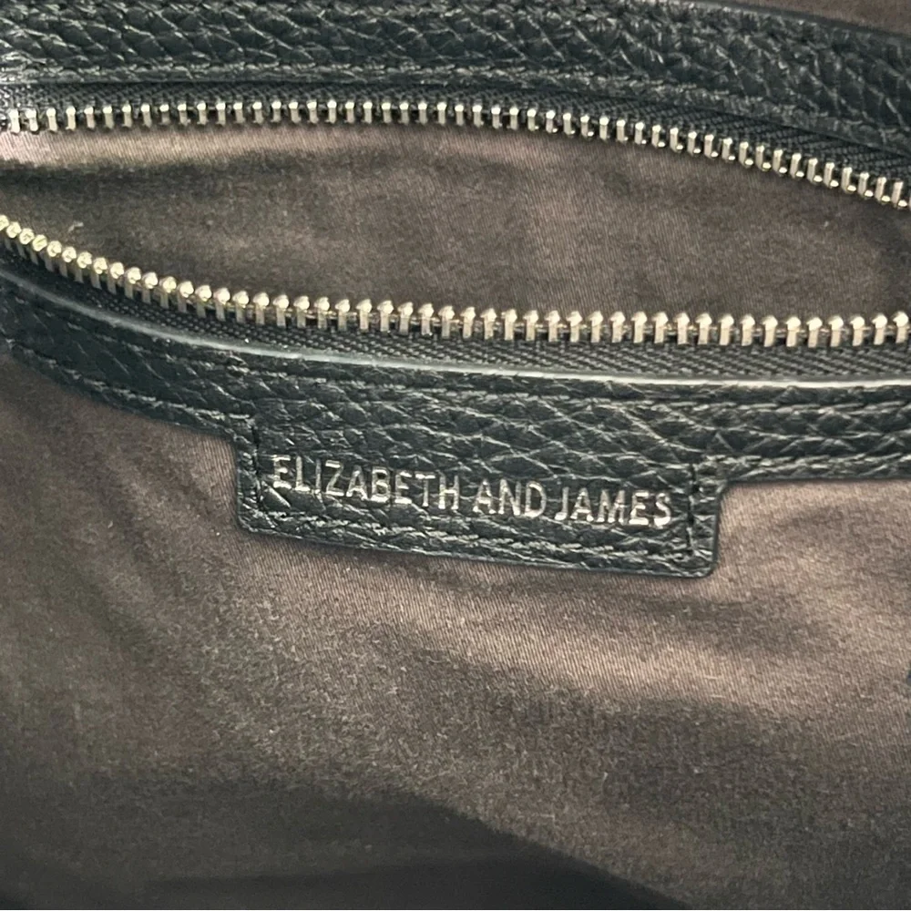 Elizabeth and James Teddy Leather Hobo Handbag Black Drawstring Single Strap